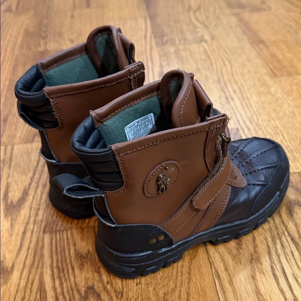 Polo Ralph Lauren Conquered Hi Boots. Size 1. Chocolate/Tan Leather. Like New.